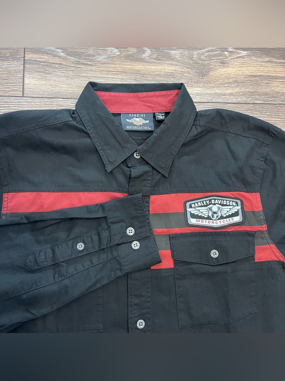 Harley Davidson Black Cotton Button Down Shirt Mens Large